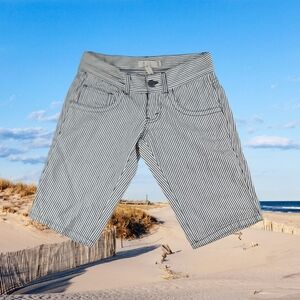Pinstripe Denim Bermuda Shorts